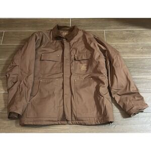 NRA 1871 Brown Cotton Canvas Jacket Size 2XL Quilted Fleece Lined Work Coat